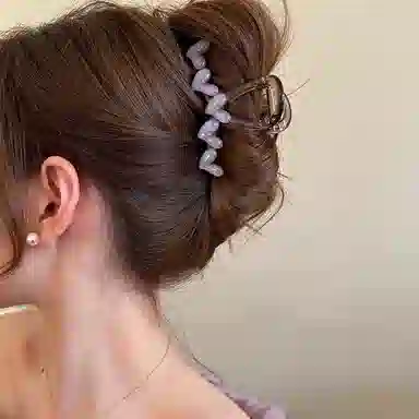 水中玉 韩国简约爱心抓夹大号发卡气质后脑勺鲨鱼夹子 发夹 女款