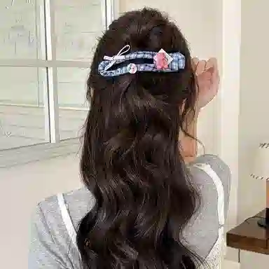 水中玉 撞色蝴蝶结抓夹高级感鸭嘴夹子后脑勺一字发卡头饰 亚克力 发夹 女款