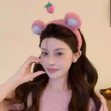 水中玉 卡通立体玩偶发箍秋冬毛绒可爱发捆少女心洗脸压发头箍 布艺 发箍 女款