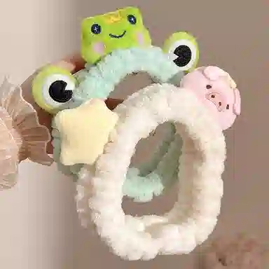 水中玉 可爱小青蛙束发捆卡通搞怪毛绒洗脸专用发卡头箍发饰 布艺 发带 女款