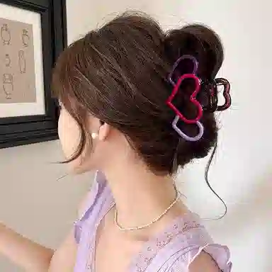 水中玉 彩色爱心后脑勺高级感盘头发鲨鱼 亚克力 发夹 女款