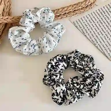 水中玉 韩式简约蓝色波点大肠发圈高级感时尚扎头发绳头饰皮筋 发圈发绳 女款