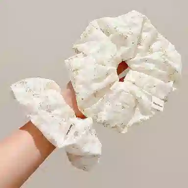 水中玉 小清新碎花褶皱大肠发圈后脑勺简约百搭不伤发扎发发绳发饰 皮筋 头绳 女款