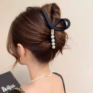 水中玉 珍珠磨砂抓夹后脑勺大号鲨鱼夹发卡高级感夹子头饰 发夹 女款