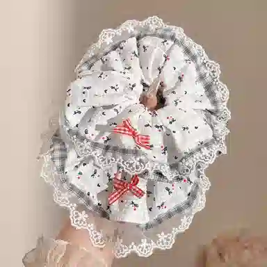 水中玉 韩系蓝白格纹大肠发圈头饰头花高级感肥肠发绳扎头发饰 布艺 头绳 女款