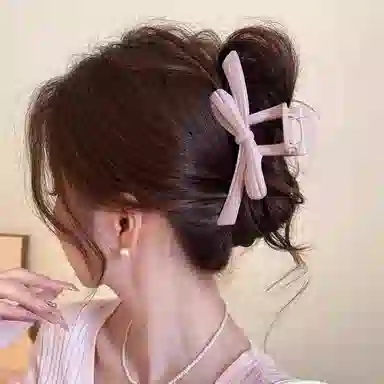 水中玉 韩版飘带蝴蝶结发卡后脑勺抓夹高级感发饰高端盘发头饰 亚克力 发夹 女款