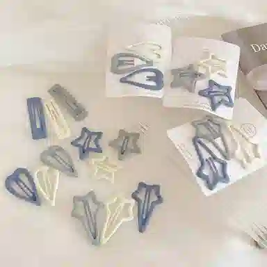 水中玉 奶蓝色星星发卡前额侧边碎发刘海夹高级感夹子头饰 合金 发夹 女款