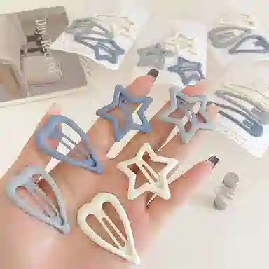 水中玉 奶蓝色星星发卡前额侧边碎发刘海夹高级感夹子头饰 合金 发夹 女款