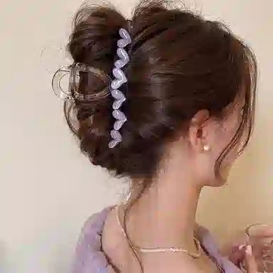 水中玉 优雅爱心抓夹高级感气质鲨鱼夹发抓后脑勺大号盘发发卡夹子 发夹 女款