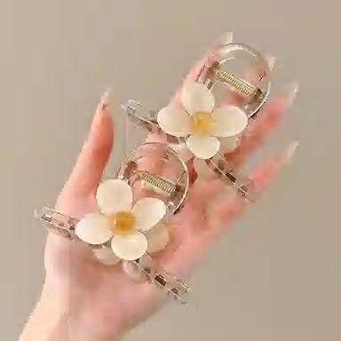 水中玉 花朵抓夹小号鲨鱼夹后脑勺夹子发量少头发发卡头饰 亚克力 发夹 女款