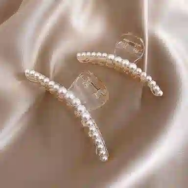 水中玉 珍珠抓夹大号发卡少女简约优雅气质夹子头饰鲨鱼夹发饰女 发夹 女款