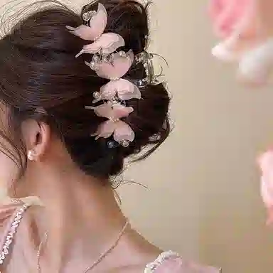 水中玉 蝴蝶抓夹大号高级感甜美夹子后脑勺盘发发卡头饰鲨鱼夹 发夹 女款