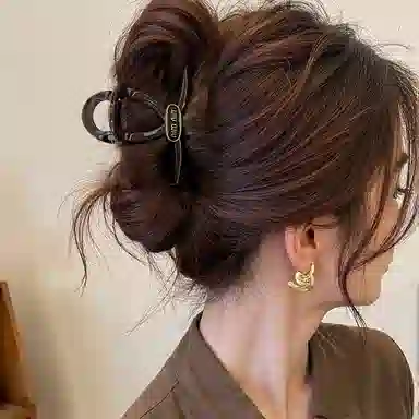 水中玉 法式抓夹棕色发卡高级感中号夹子头饰发量少鲨鱼夹 亚克力 发夹 女款