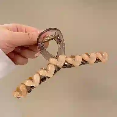 水中玉 爱心气泡抓夹高级感鲨鱼夹后脑勺盘头发发卡 发夹 女款