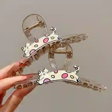 水中玉 可爱萌趣猫咪独特设计感发卡后脑勺发量多鲨鱼 亚克力 发夹 女款