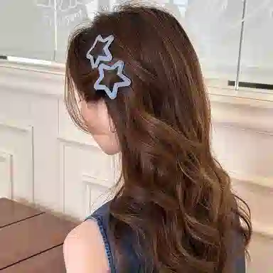 水中玉 蓝色系星星方块云朵发卡前额碎发刘海夹子后脑勺简约百搭气质发饰 合金 发夹 女款