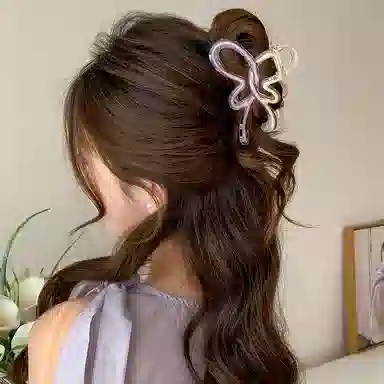 水中玉 渐变蝴蝶抓夹女森系后脑勺盘发鲨鱼夹夏季发卡头饰 发夹 女款