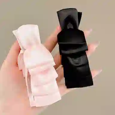 水中玉 法式缎面蝴蝶结头发抓夹后脑勺马尾夹高级感香蕉夹竖夹发卡头饰#好运 亚克力 发夹 女款