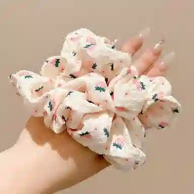 水中玉 粉色草莓大肠发圈扎头马尾发绳甜美可爱高弹力头花头饰 布艺 头绳 女款