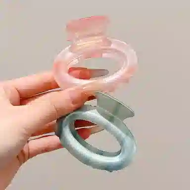 水中玉 奶油渐变椭圆发卡后脑勺半扎发头饰盘发鲨鱼夹发饰 亚克力 发夹 女款