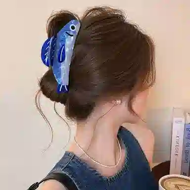 水中玉 可爱个性沙丁鱼抓夹后脑勺夹子头发发卡头饰盘发鲨鱼夹发饰 亚克力 发夹 女款