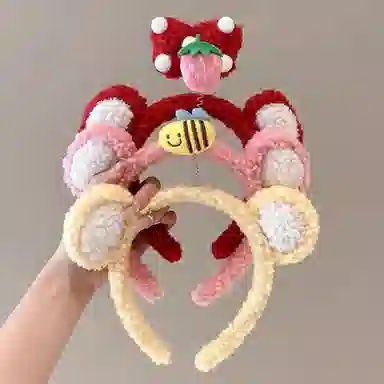 水中玉 卡通立体玩偶发箍秋冬毛绒可爱发捆少女心洗脸压发头箍 布艺 发箍 女款