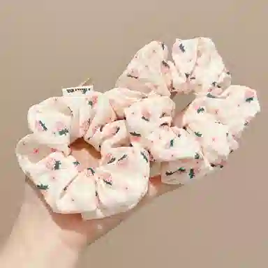 水中玉 粉色草莓大肠发圈扎头马尾发绳甜美可爱高弹力头花头饰 布艺 头绳 女款