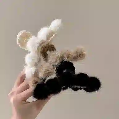 水中玉 秋冬毛绒抓夹大号鲨鱼夹发量多发卡后脑勺夹子头饰 亚克力 发夹 女款