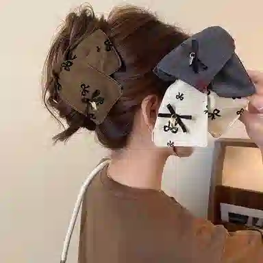 水中玉 韩系蝴蝶结抓夹高级感后脑勺盘发气质鲨鱼夹夹子发饰 亚克力 发夹 女款