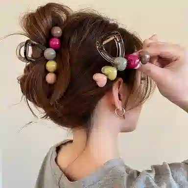 水中玉 糖果色爱心抓夹女高级感中号透明鲨鱼夹子发卡后脑勺盘发头饰 发夹 女款