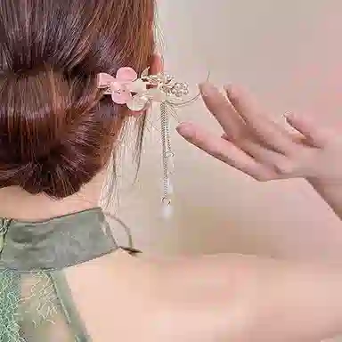 水中玉 高级感步摇簪子女新中式金属流苏发钗汉服头饰马面裙配饰 发簪 女款