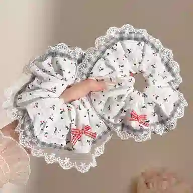 水中玉 韩系蓝白格纹大肠发圈头饰头花高级感肥肠发绳扎头发饰 布艺 头绳 女款