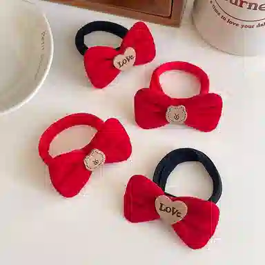 水中玉 过年红色喜庆高弹力可爱毛巾圈扎头发皮筋新年氛围感发圈发绳头饰 布艺 头绳 女款