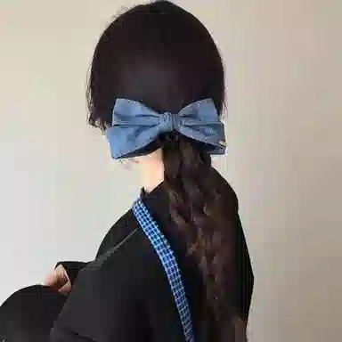 水中玉 牛仔蓝蝴蝶结头发抓夹后脑勺半扎香蕉夹韩系马尾横夹发卡头饰#好运 亚克力 发夹 女款