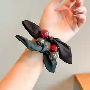 水中玉 樱桃蝴蝶结发圈扎头发发绳高弹力不伤发马尾丸子头发饰#好运 皮筋 头绳 女款