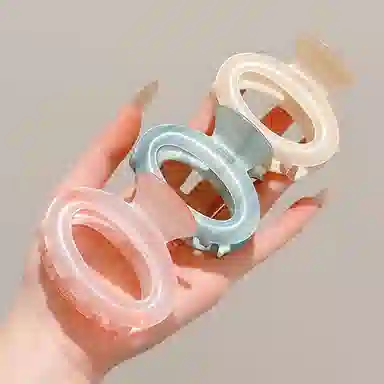 水中玉 奶油渐变椭圆发卡后脑勺半扎发头饰盘发鲨鱼夹发饰 亚克力 发夹 女款