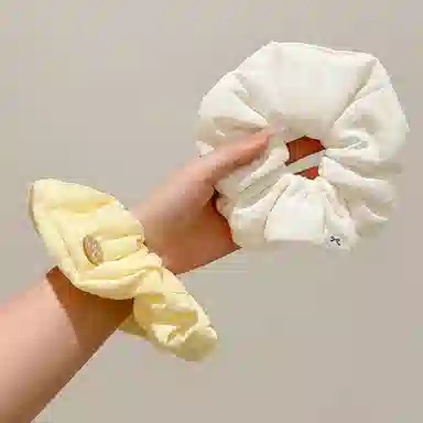 水中玉 奶油泡芙黄色大肠发圈高级感扎头发发绳韩系慵懒风绝美头饰 布艺 头绳 女款