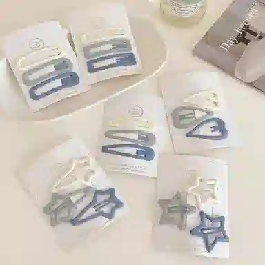 水中玉 奶蓝色星星发卡前额侧边碎发刘海夹高级感夹子头饰 合金 发夹 女款