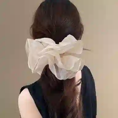 水中玉 法式网纱大肠发圈高级感发绳扎马尾丸子头气质发饰 皮筋 头绳 女款