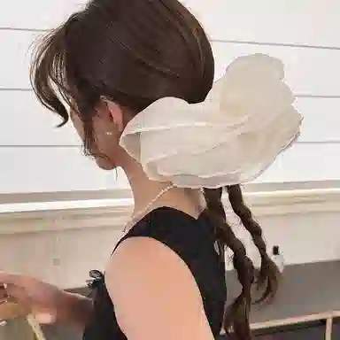 水中玉 法式网纱大肠发圈高级感发绳扎马尾丸子头气质发饰 皮筋 头绳 女款