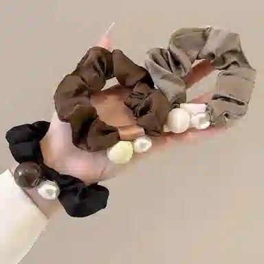 水中玉 珍珠大肠发圈高级感扎头发皮筋丸子头发绳头饰#好运 布艺 头绳 女款