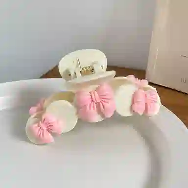 水中玉 粉色系抓夹头饰森系仙美鲨鱼夹发卡盘发后脑勺卡子头饰发抓 发夹 女款