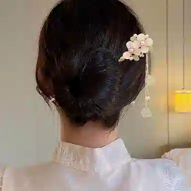 水中玉 古风玉兰花流苏簪子 新中式气质后脑勺盘发发钗简约现代头饰 发簪 女款