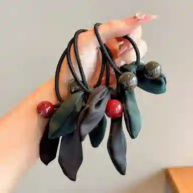 水中玉 樱桃蝴蝶结发圈扎头发发绳高弹力不伤发马尾丸子头发饰#好运 皮筋 头绳 女款