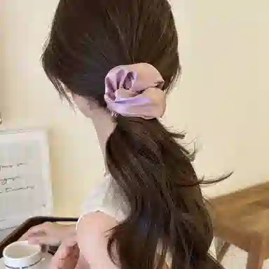 水中玉 法式缎面纯色大肠发圈慵懒风扎头发马尾皮筋高级感发绳头饰 布艺 头绳 女款