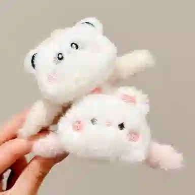 水中玉 可爱小熊毛绒抓夹盘发发卡后脑勺鲨鱼夹夹子头饰 亚克力 发夹 女款