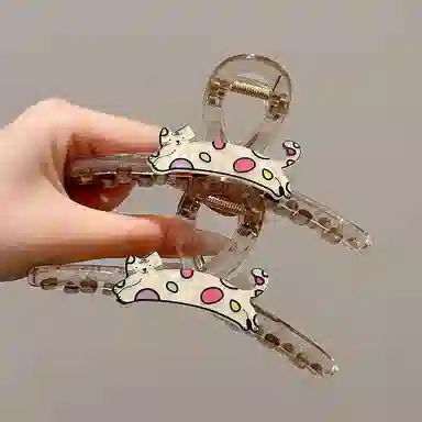 水中玉 可爱萌趣猫咪独特设计感发卡后脑勺发量多鲨鱼 亚克力 发夹 女款