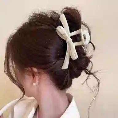 水中玉 韩版飘带蝴蝶结发卡后脑勺抓夹高级感发饰高端盘发头饰 亚克力 发夹 女款