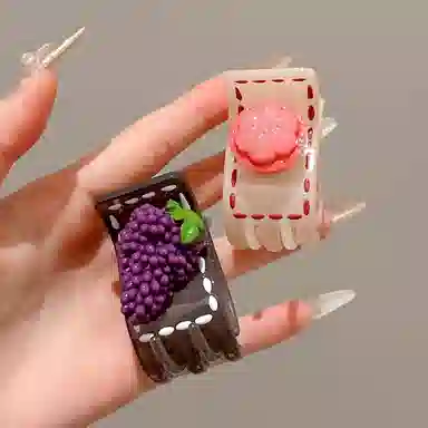 水中玉 可爱水果发卡高端高马尾神器后脑勺半扎发发卡小号抓夹 亚克力 发夹 女款