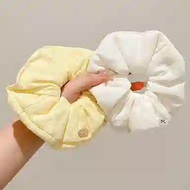 水中玉 奶油泡芙黄色大肠发圈高级感扎头发发绳韩系慵懒风绝美头饰 布艺 头绳 女款
